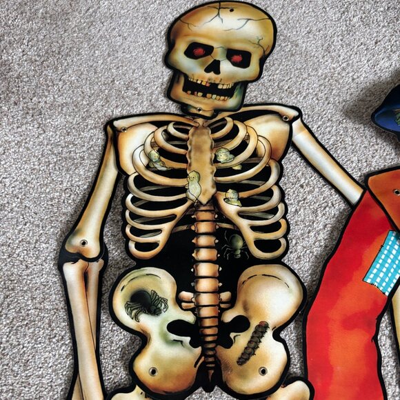 Vintage 90s Halloween cut outs x3 spider, skeleton, scarecrow - Picture 9 of 15